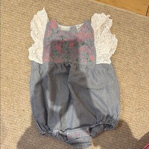 Striped Blue and White Kids Romper